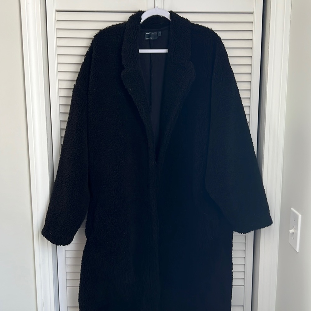 ASOS Design Black Teddy Coat Sherpa Size Large Mens